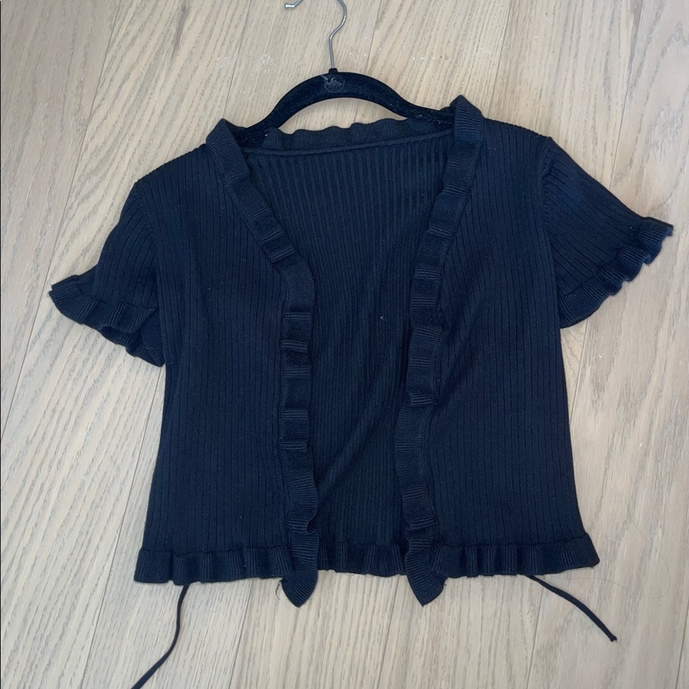 Verge Girl Ruffle Crop Cardigan
